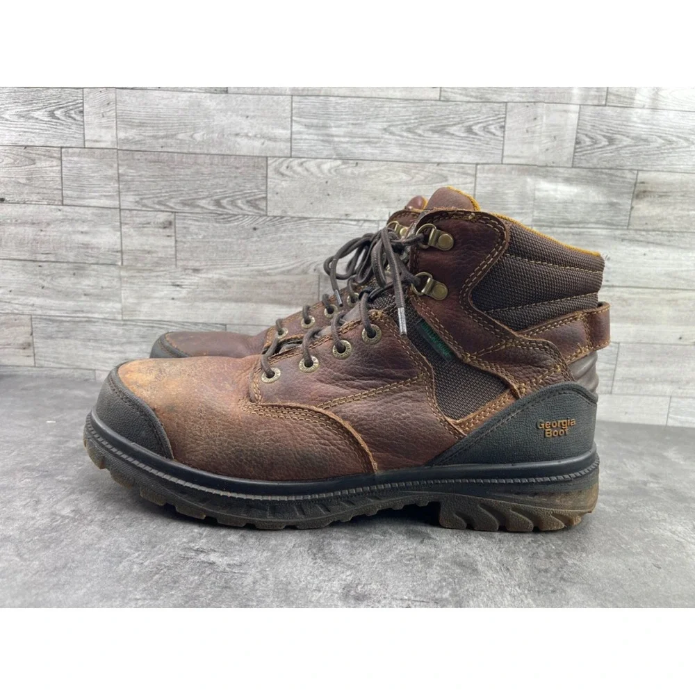 Georgia Zero Drag 6in Safety Boots Mens 13M Brown Leather Steel Toe Work Hi